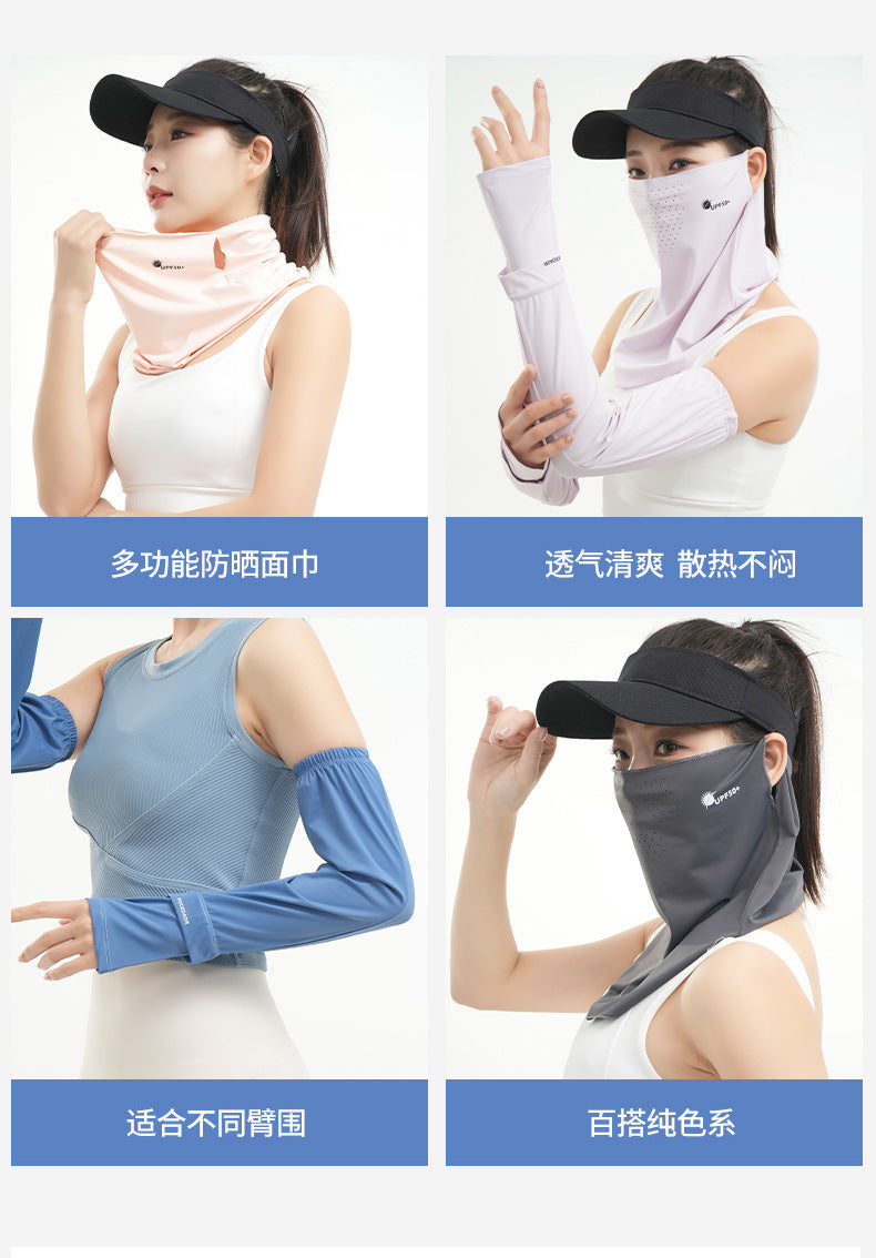 Summer New Breathable Ice Silk Sunscreen Mask Cycling Sunshade Anti-Uv Face Kini Neck Integrated Sunscreen Mask