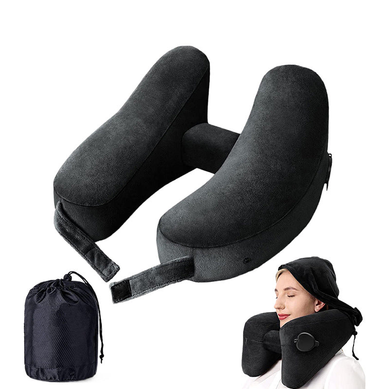 Outdoor Camping In-Stock H-Shaped Inflatable Travel Pillow, Travel Inflatable Neck Pillow, Neck Support Pillow, Portable Pillow for Airplane and High-Speed Rail
