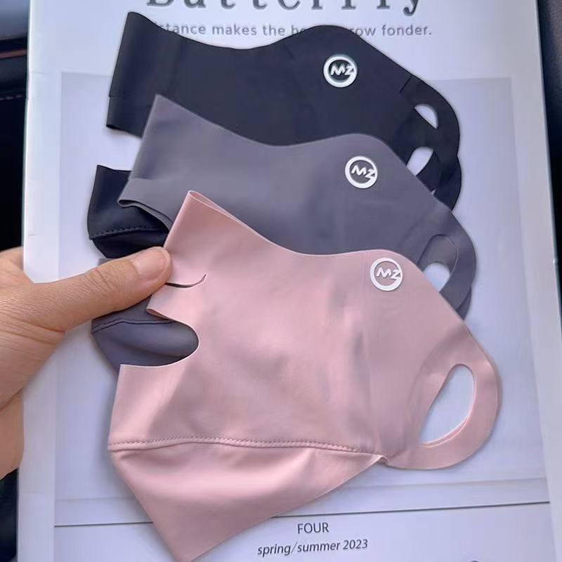 Outdoor Sports Sun Protection Mask for Running and Golf, Ice Silk Ear-Hanging Mouth and Nose Mask, Breathable and Anti-Uv