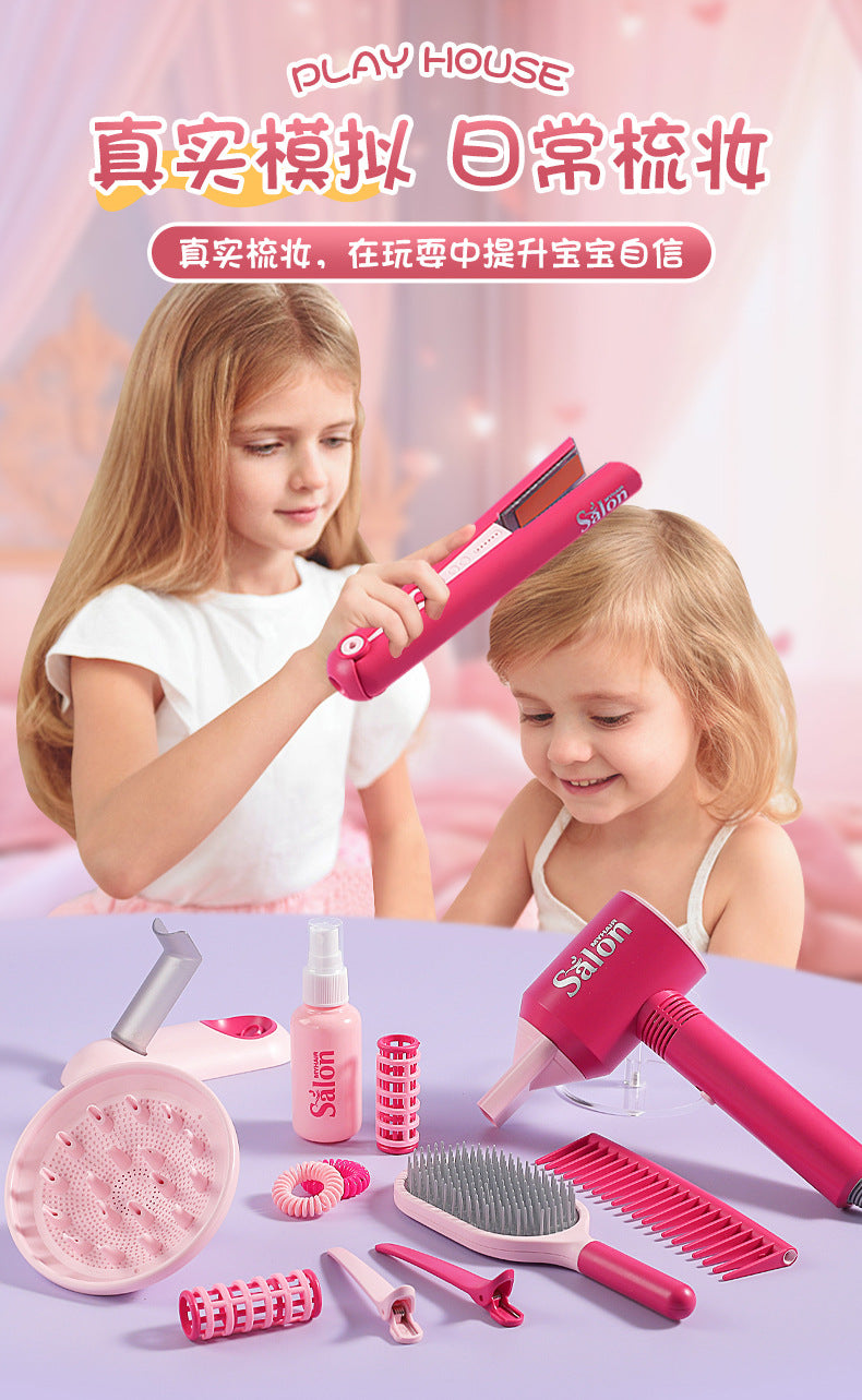 Children's Barber Toy Set Play House Girls Birthday Gift Hair Salon Dressing Toy