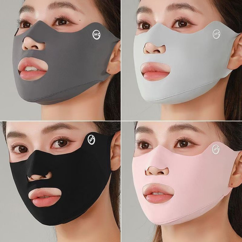 Outdoor Sports Sun Protection Mask for Running and Golf, Ice Silk Ear-Hanging Mouth and Nose Mask, Breathable and Anti-Uv
