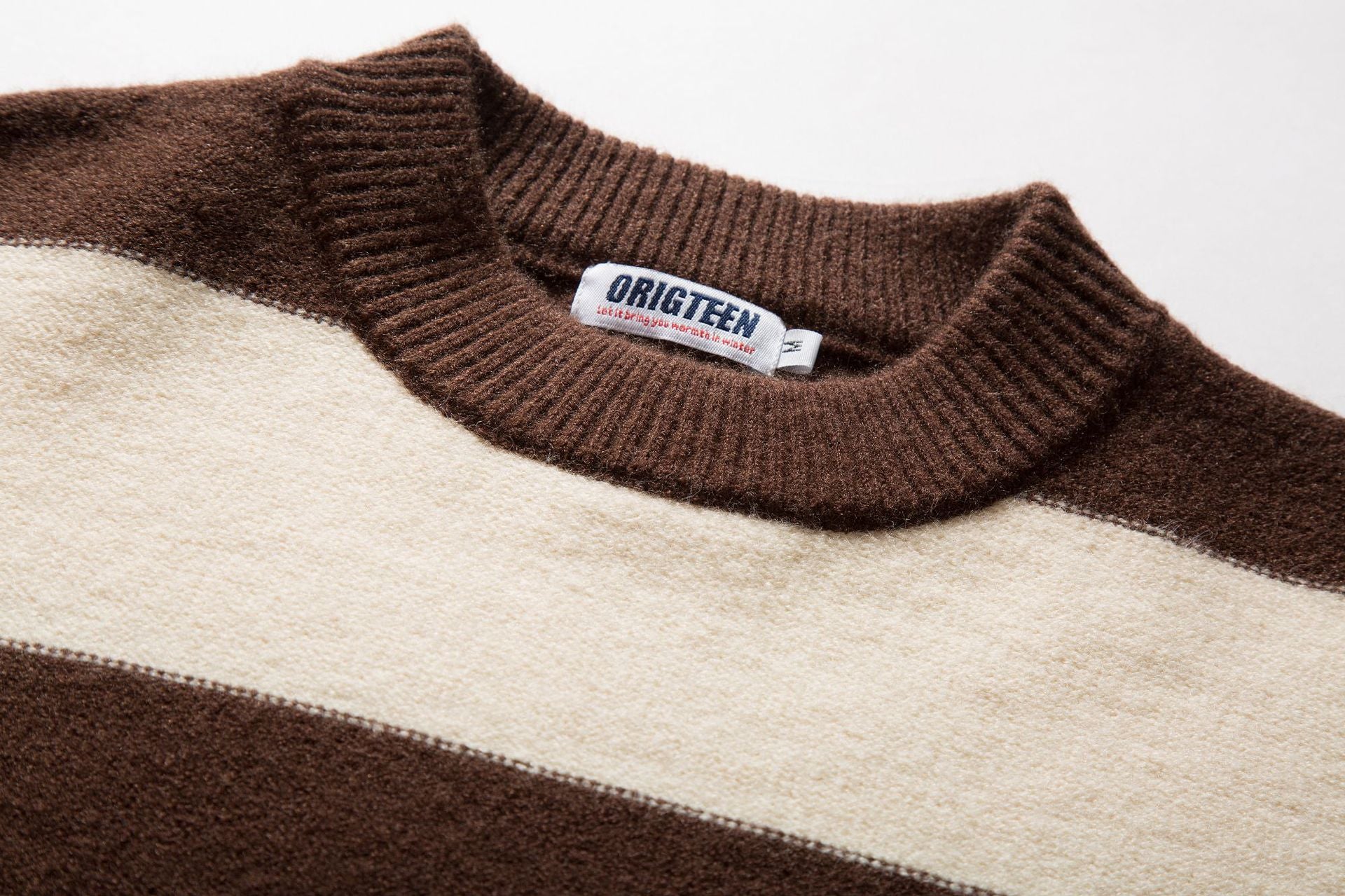 Mr. Song's Cross-Border Japanese Style Trendy Thick Striped Pullover Crew Neck Sweater Retro Color-Blocking Couple Knitwear for Men and Women