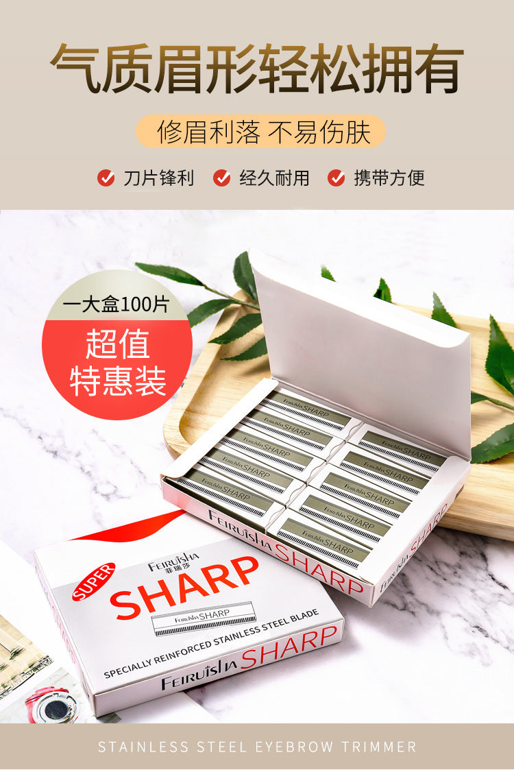 10-piece eyebrow trimmer blade stainless steel eyebrow scraper corrugated blade disposable eyebrow trimmer tattoo hair tools