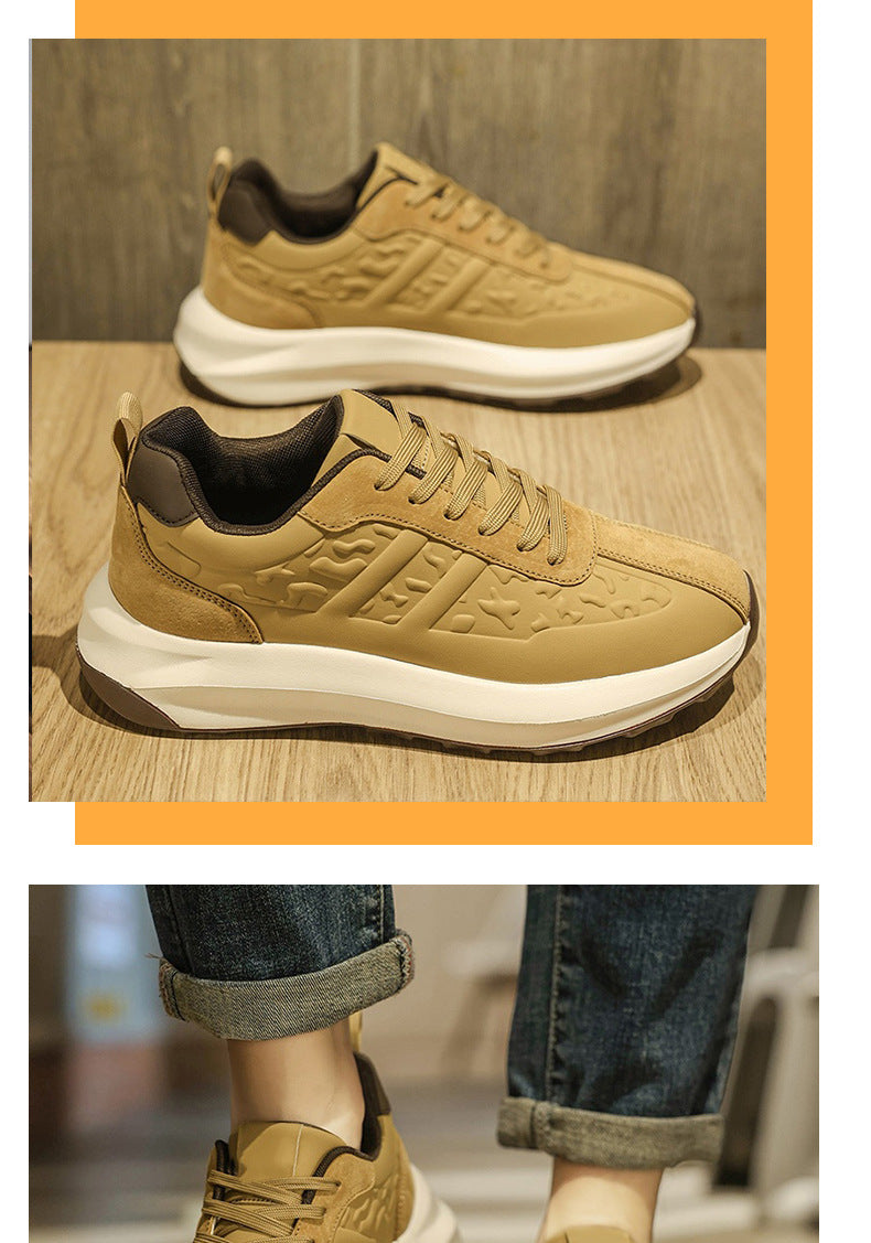 Men's Shoes Cross-Border New Leather Trendy Shoes Men's Fashion Casual Outdoor Running Shoes Men's Sports Shoes Dad Shoes