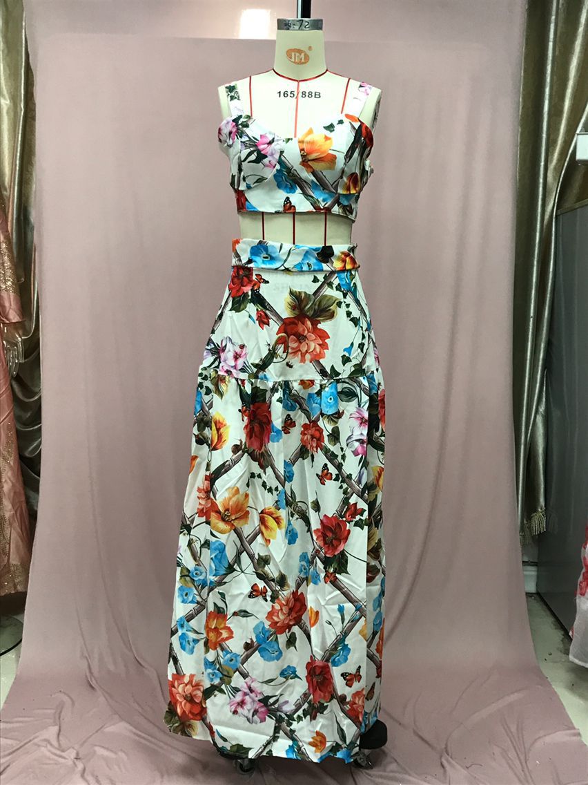 2025 Summer European and American Export New Women's Clothing Wish Amazon Sexy Sleeveless Suspender Long Skirt Printed Dress