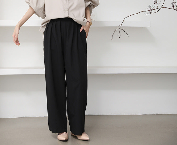 Cross-Border Japanese and Korean Autumn Women's Clothing 3-Color Casual Pants with a High-End Feel, Loose and Simple Casual Versatile Straight-Leg Trousers