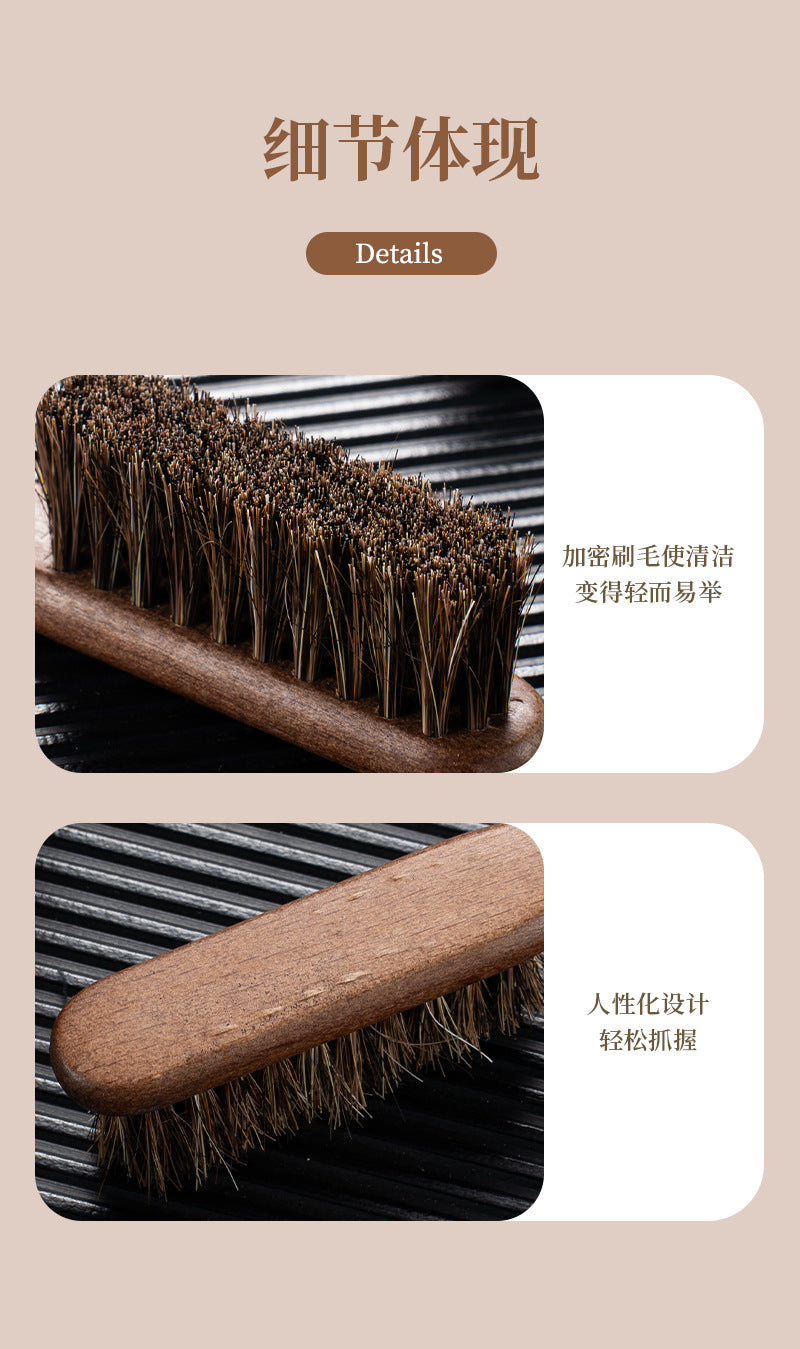 Beech Horsehair Brush for Leather Shoes, Oiling, Polishing, Dust Removal, Shoe Brush, Horsehair Cleaning Brush for Shiny White Shoes