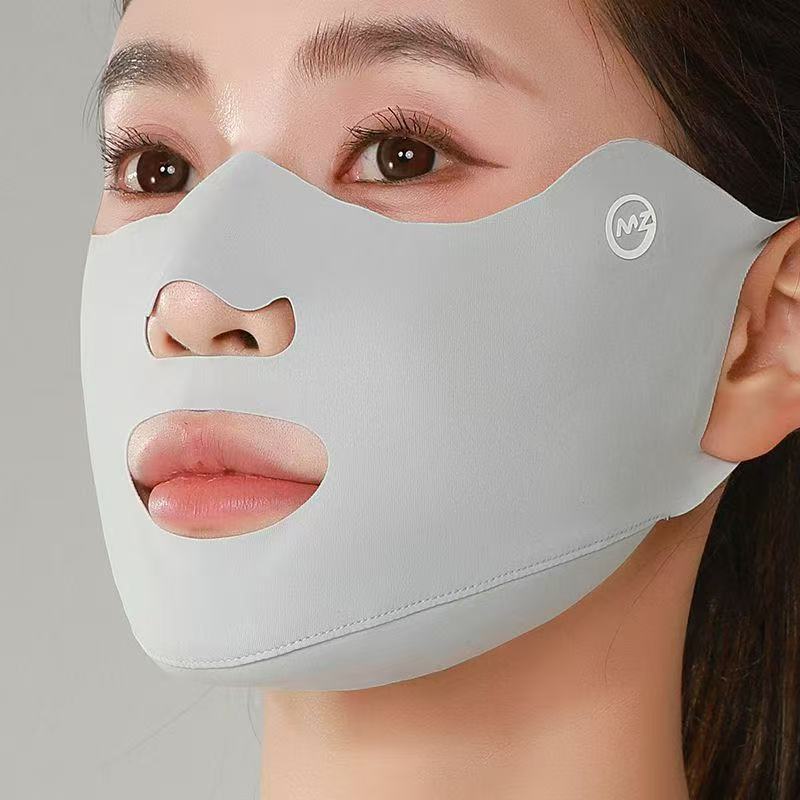 Outdoor Sports Sun Protection Mask for Running and Golf, Ice Silk Ear-Hanging Mouth and Nose Mask, Breathable and Anti-Uv