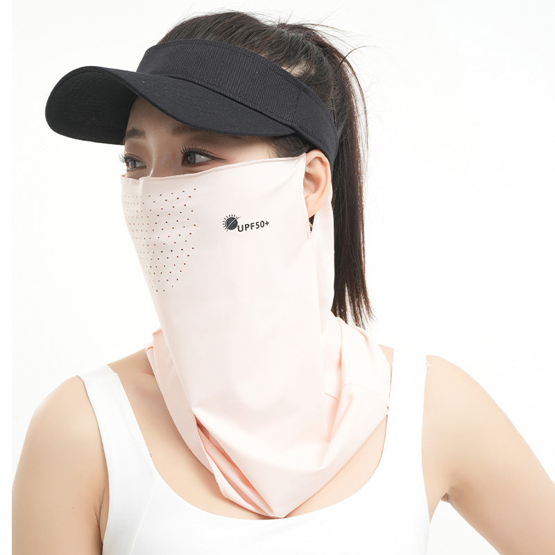 Summer New Breathable Ice Silk Sunscreen Mask Cycling Sunshade Anti-Uv Face Kini Neck Integrated Sunscreen Mask