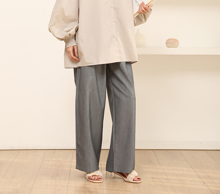 Cross-Border Japanese and Korean Autumn Women's Clothing 3-Color Casual Pants with a High-End Feel, Loose and Simple Casual Versatile Straight-Leg Trousers