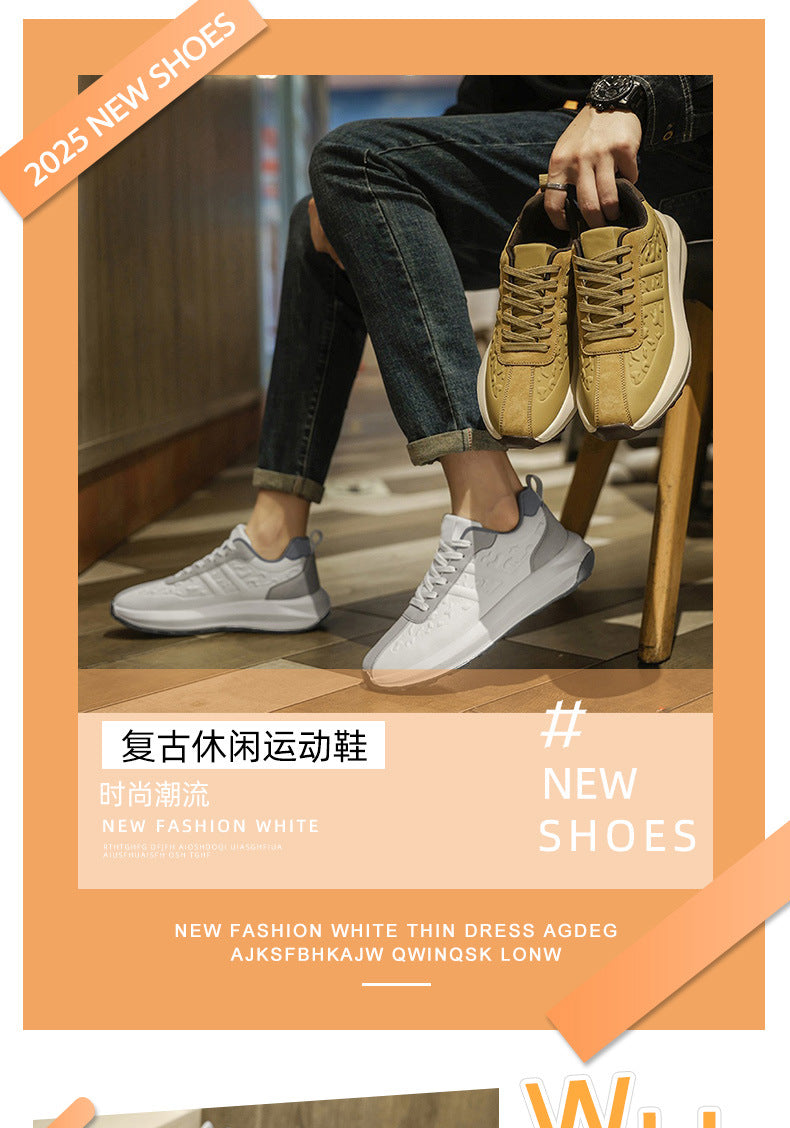 Men's Shoes Cross-Border New Leather Trendy Shoes Men's Fashion Casual Outdoor Running Shoes Men's Sports Shoes Dad Shoes