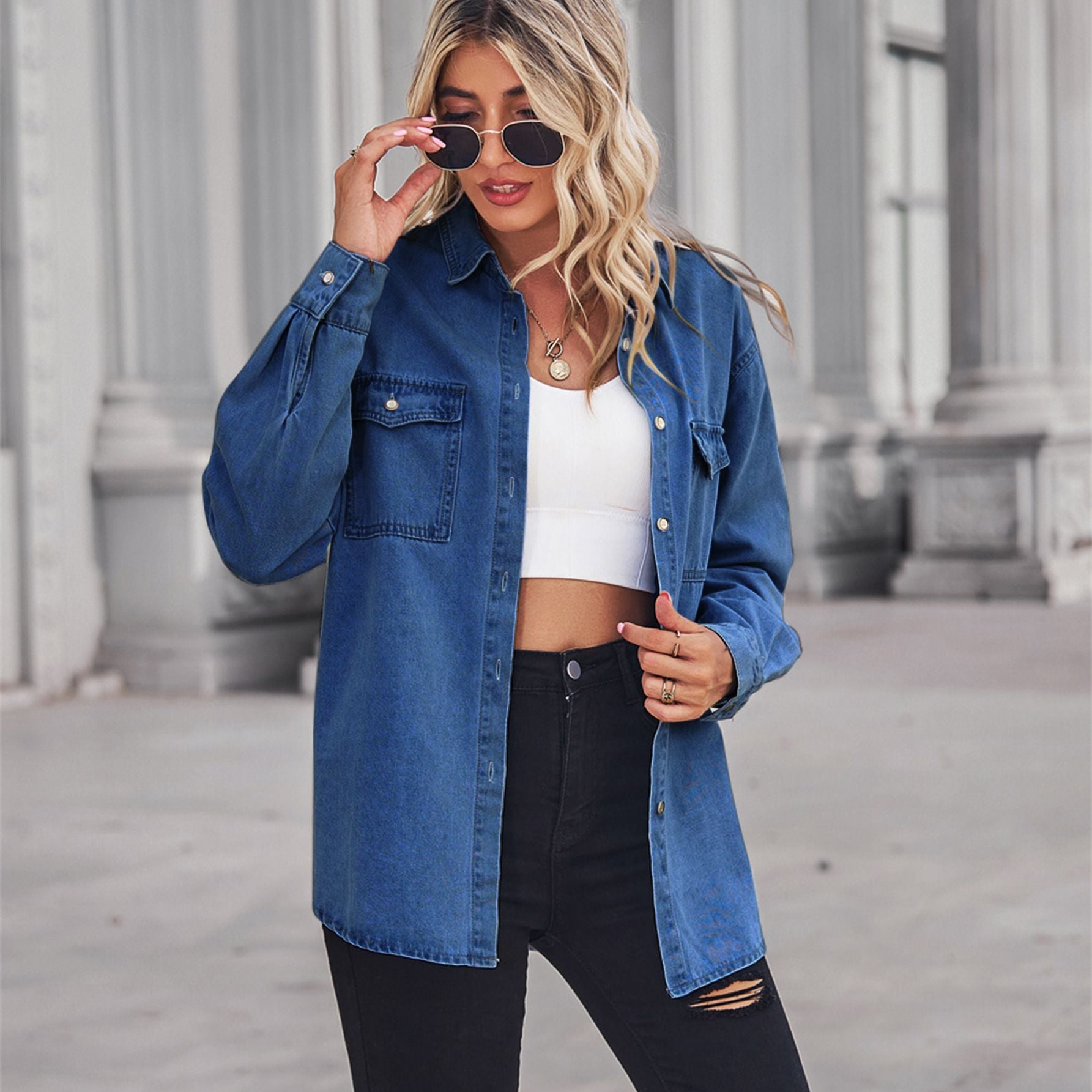 European and American Large Size Denim Shirt Jacket for Women Spring, Autumn and Winter New Design Niche Tops Loose Layered Shirts
