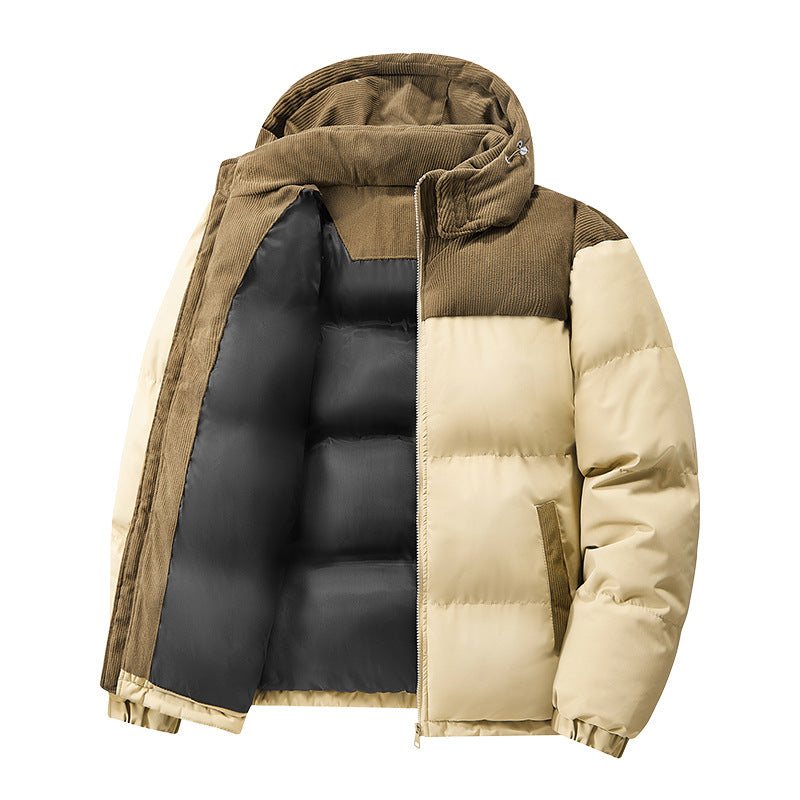 Popular European Size Cross-Border Hooded Cotton Jacket for Men and Women in Winter, Windproof and Velvet Thickened Cotton Jacket for Couples, Thickened High-Quality Cotton