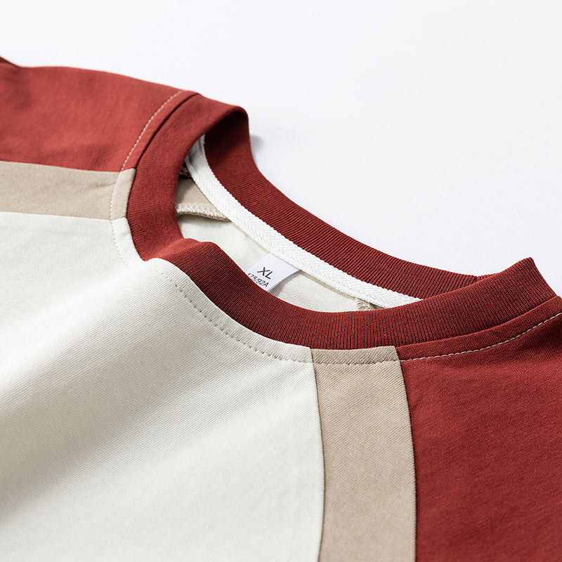 Cross-Border Round Neck T-Shirt Fashionable Young Men's Summer New Three-Quarter Sleeve Round Neck T-Shirt Men's Versatile Loose Work Clothing Style