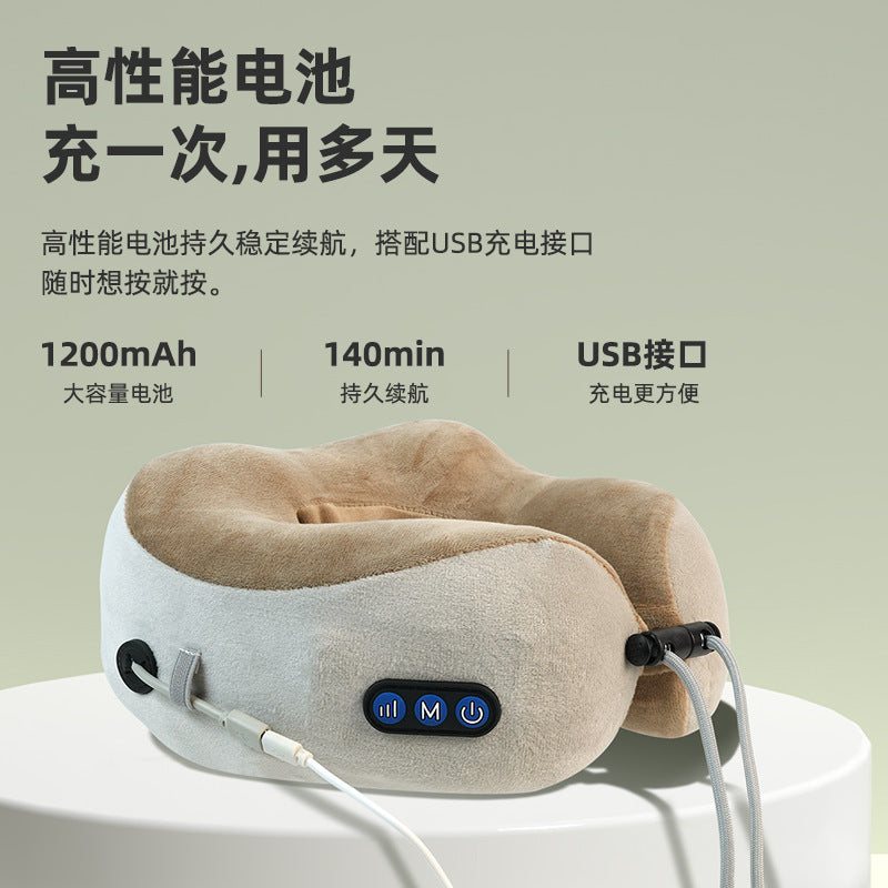 Multifunctional U-Shaped Pillow Memory Foam Portable Car Travel Electric Neck Cervical Spine Massager U-Shaped Massage Pillow