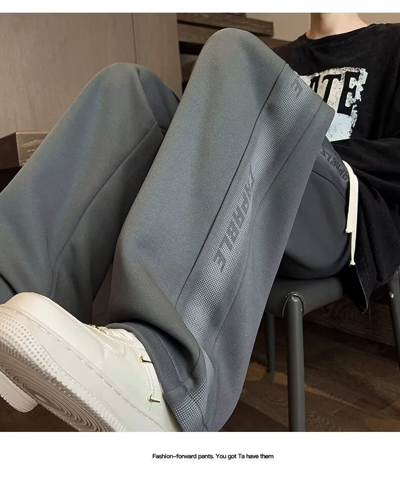 American-Style Patchwork Sports Pants for Men, Autumn Ins Trendy Brand, Versatile Loose Straight-Leg Wide-Leg Casual Long Pants for Teenagers