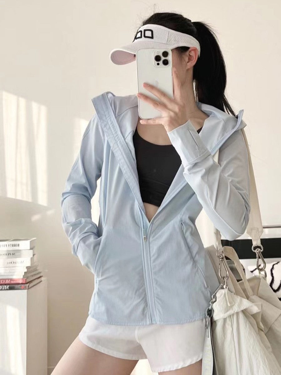 LU IUX Summer New Women's Sun Protection Suit UPF50 MIST OVER UV Protection Long Sleeve Hooded Zipper