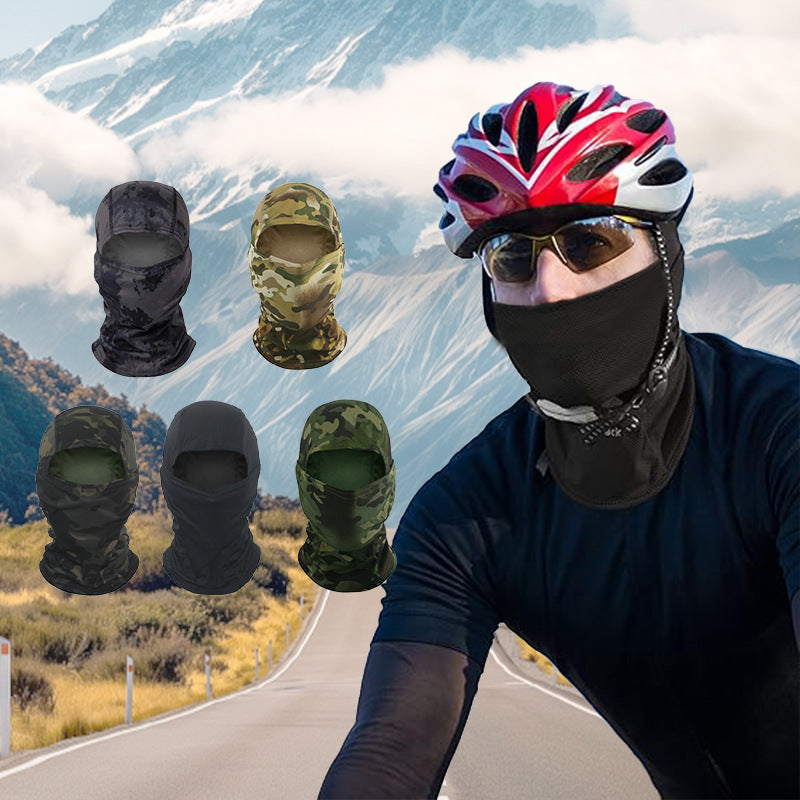 Camouflage Hood, Outdoor Cycling Mask, Breathable, Quick-Drying Neck Scarf, Sun Protection, Face Covering, Windproof Helmet Liner, Cross-Border