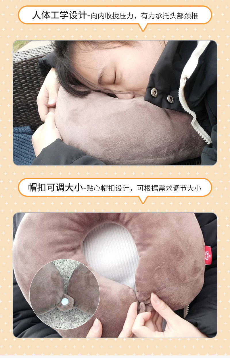 2025 New Cross-Border U-Shaped Pillow Portable Pp Cotton Office Nap Cervical Pillow Car High-Speed Rail Neck Pillow Wholesale
