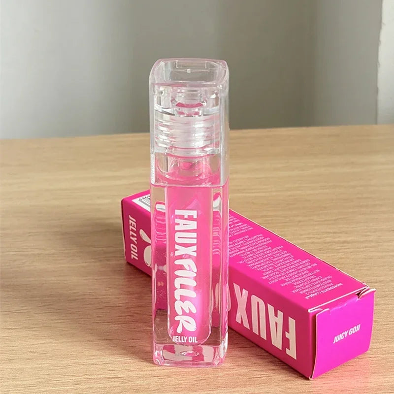 ROD Lipstick Makeup Non-Sticky Lip Gloss Hydrating Crystal Clear Lip Oil Plumping Moisturize Tinted Lipstick Natural Lip Makeup