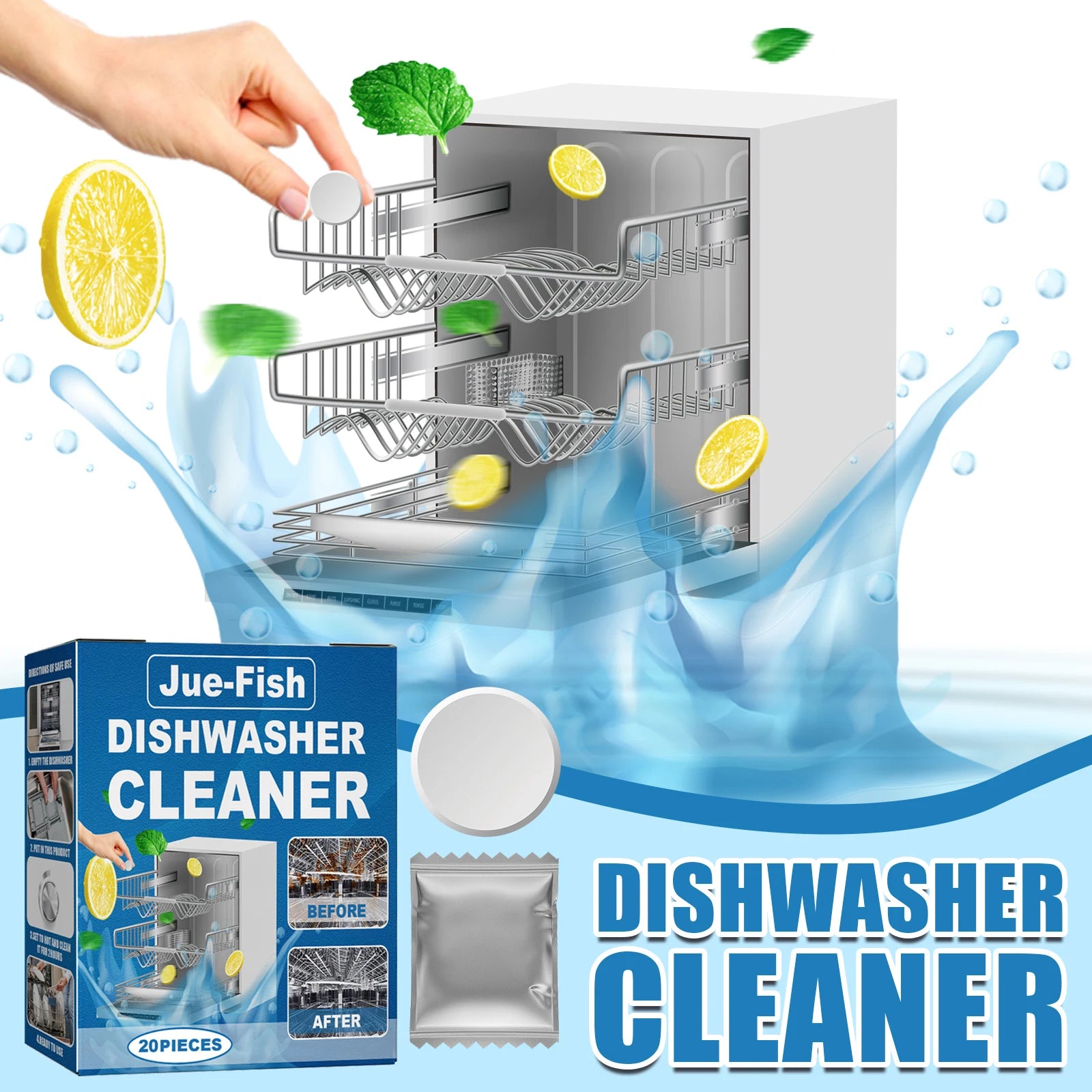 Dishwasher Cleaner Strong Oil Stain Removal Descaling Detergent Tablets Kitchen Cleaning Tools for Dishwasher Washing Machine