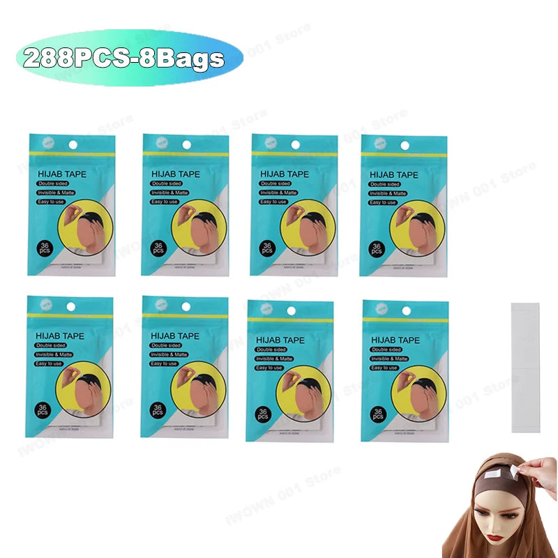 36pcs/set Hijab Tape Muslim Women Hijab Accessory Non-slip Undercap Scarf Double Sided Transparent Removeable Tape Easy to Use