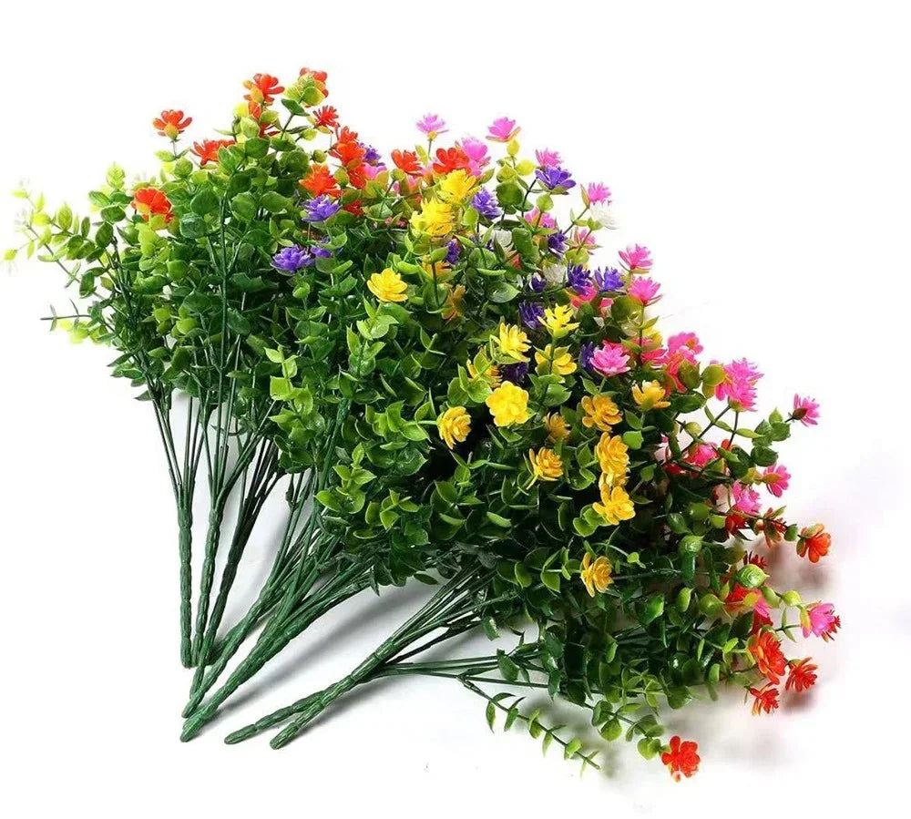 1 Bundle Artificial Flowers Outdoor UV Resistant Shrubs Plants Fake Flower Greenery for Office Kitchen Wedding Garden Decor