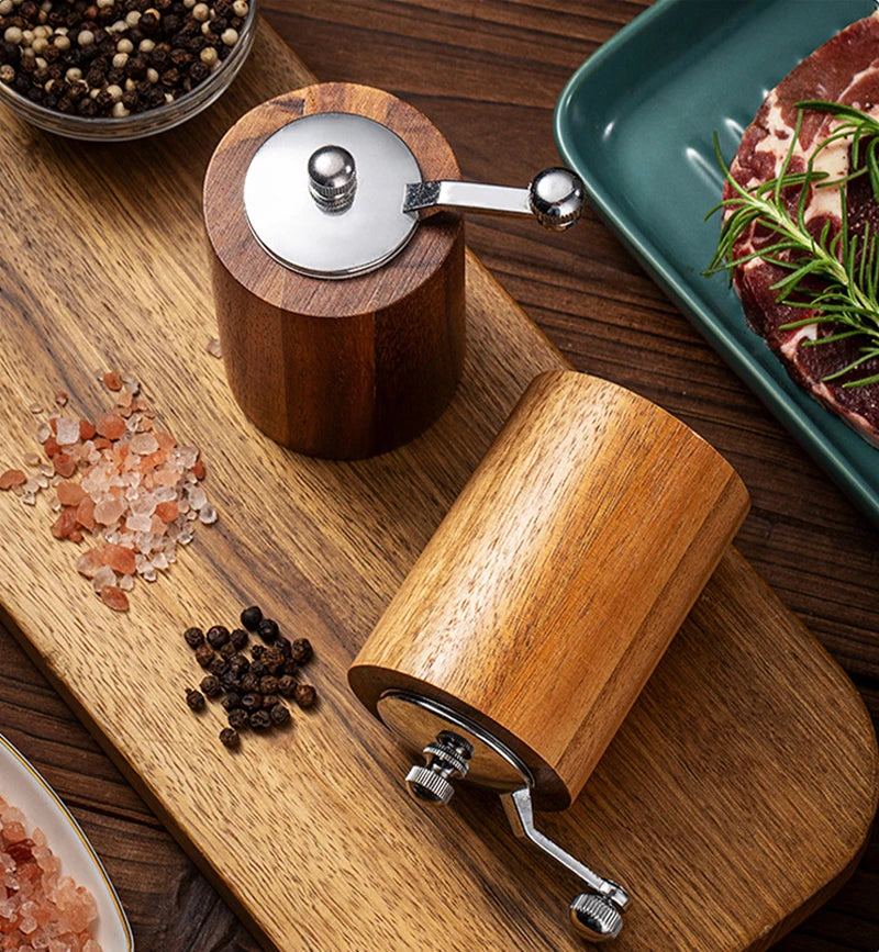 Manual Salt Pepper Grinder Wooden Spice Coffee Seasoning Adjustable Handmade Kitchen Grinding Gadgets