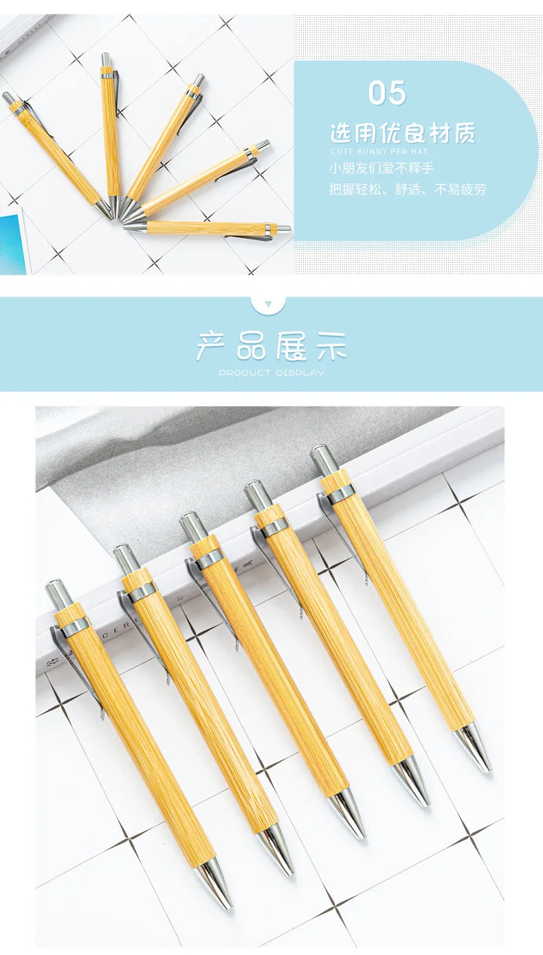 10PCS Bamboo Ballpoint Pen Stationery Party Pens Office School Supplies Business Gifts