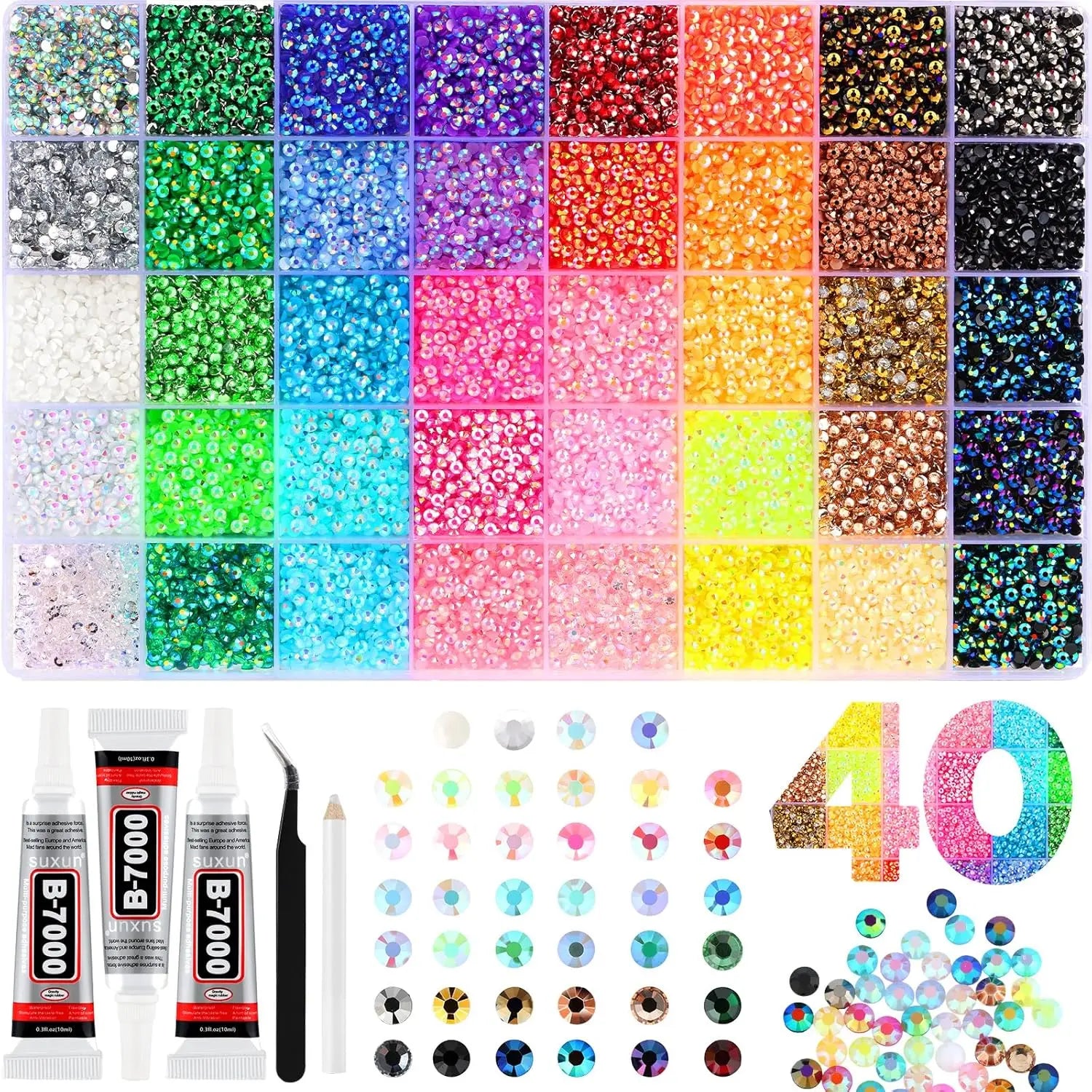 1Box/1Set Hot Selling Flash Nail Rhinestones Bedazzling Kit 3mm Multi-style Colorful Resin Nail Diamond Jewelry DIY Nails Parts