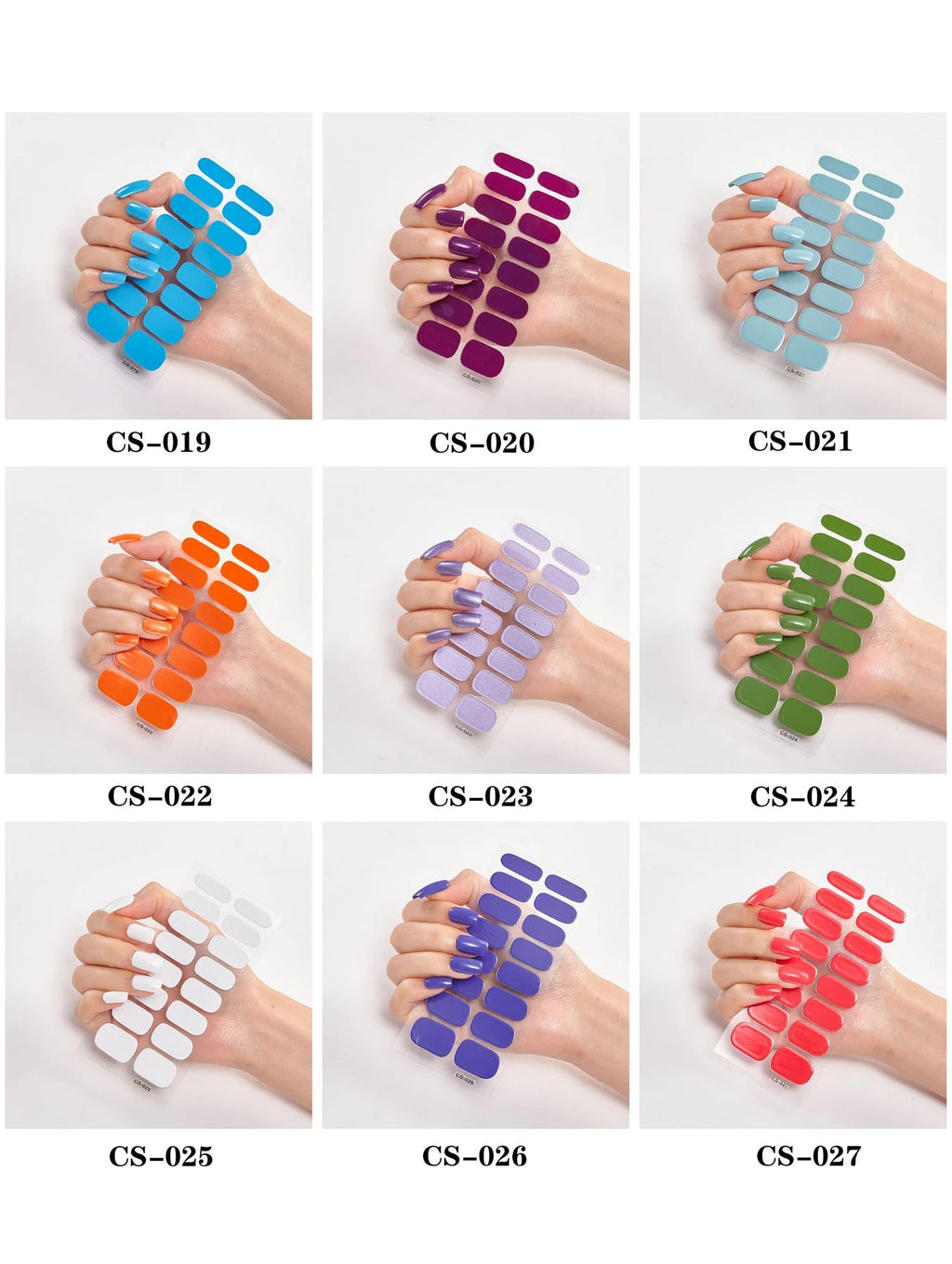 16p solid color stickers nail art supplies European and American simple decals oil film decals press on nails stickers designer