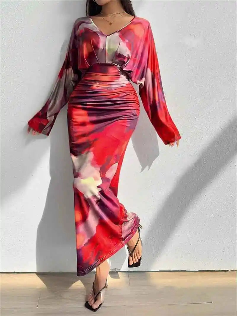 Women's Long Sleeve Dress European Style Batwing Sleeve Other Fabric Ladies Fashion Citywalk Dress Winter Collection
