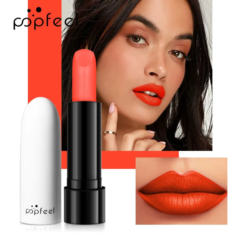 High Quality Popfeel Waterproof Lasting Matte Luxury Velvet Lipstick Make up Smudge-Free Pigmented Lipsticks Lip Gloss Cosmetics