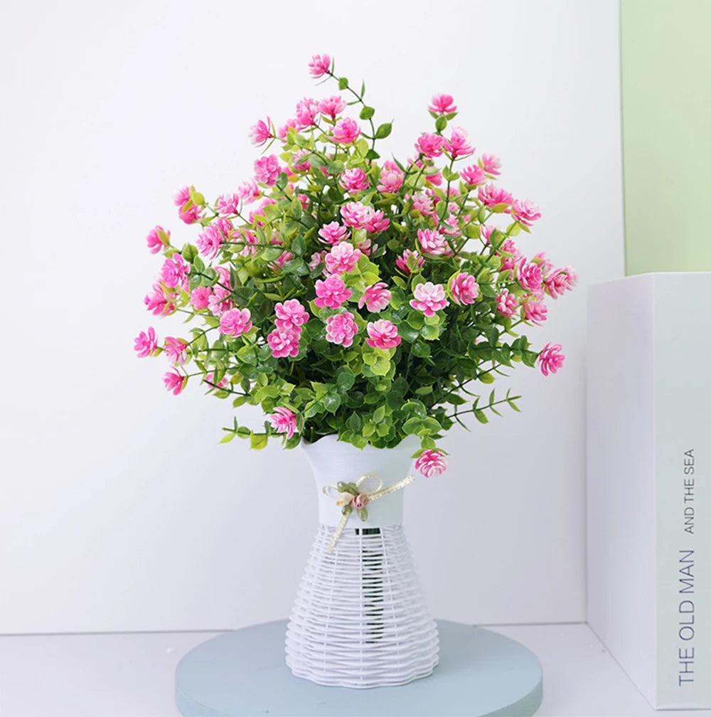 1 Bundle Artificial Flowers Outdoor UV Resistant Shrubs Plants Fake Flower Greenery for Office Kitchen Wedding Garden Decor