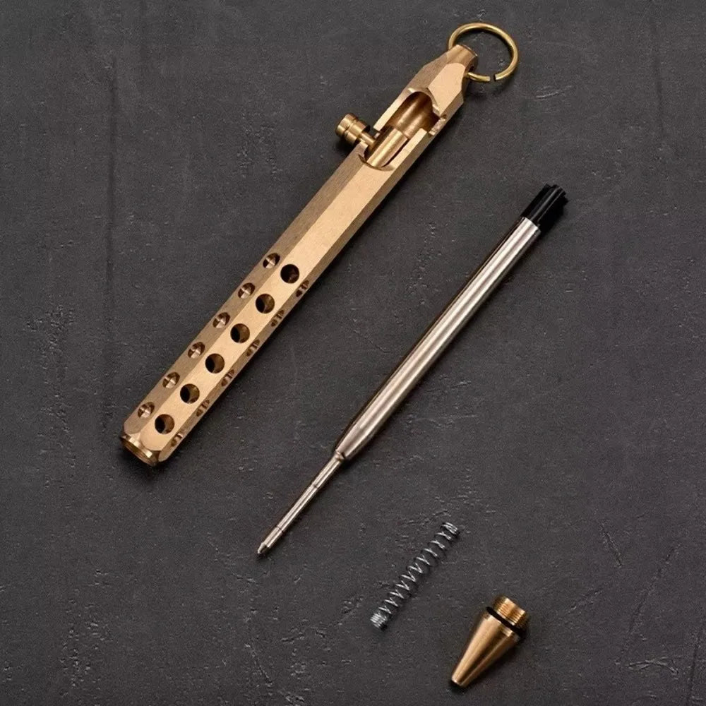 Retro Brass Pen Bolt Action Signature Ballpoint Pen for Business Christmas Birthday School Student Office Stationery