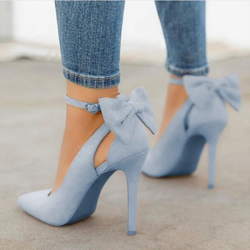 New2026 Women's Sexy High Heels Pumps Pointed Toe Buckle Strap Shoes Sweet Butterfly Party Pumps Wedding Ladies Shoes Large Size