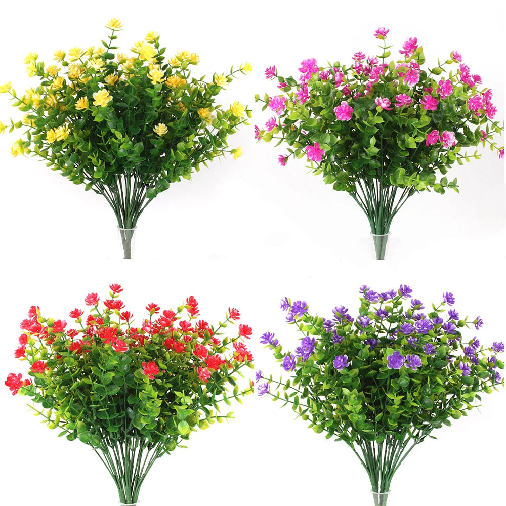 1 Bundle Artificial Flowers Outdoor UV Resistant Shrubs Plants Fake Flower Greenery for Office Kitchen Wedding Garden Decor