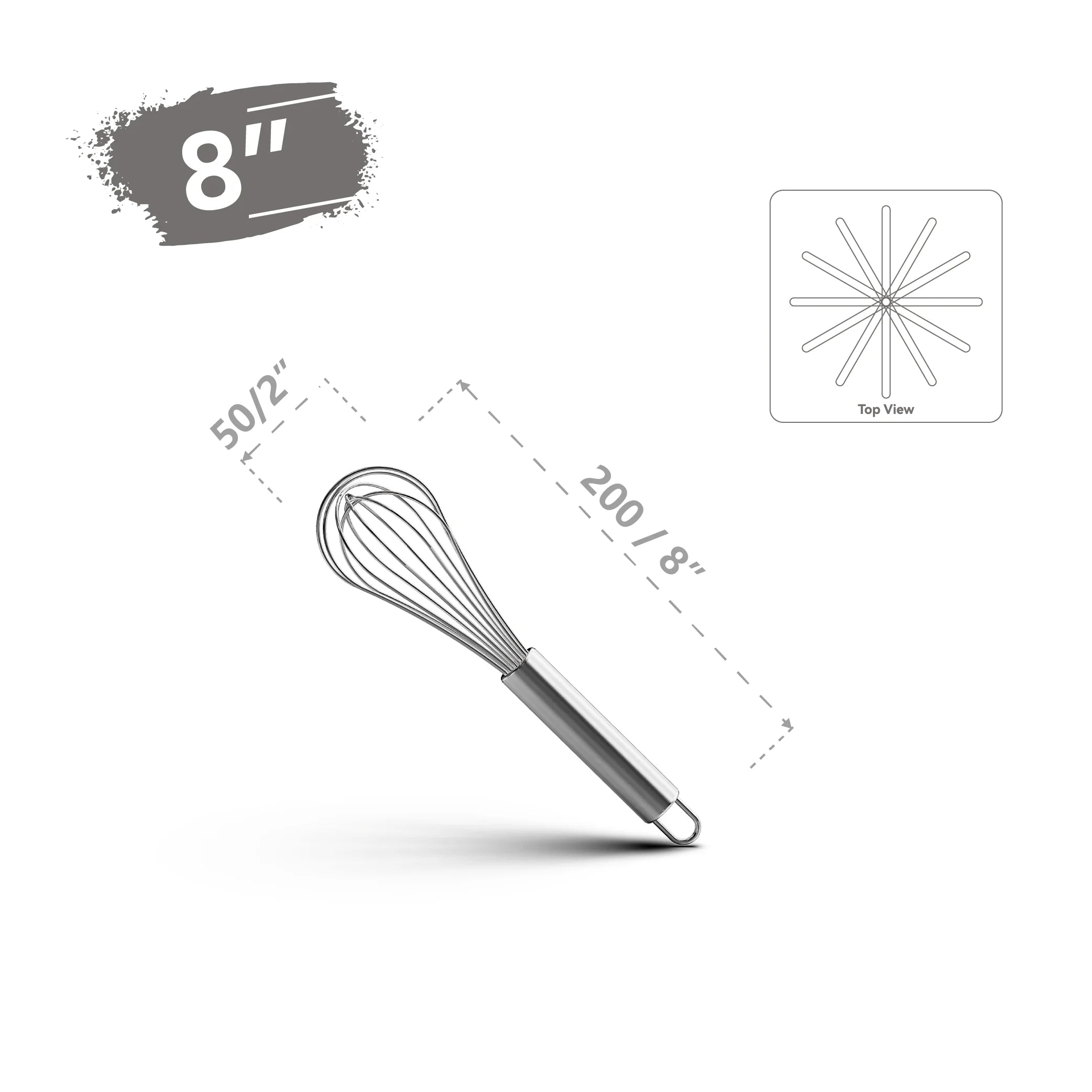 VIMACO® Balloon Whisk Stainless Steel 304 18/8 Wire Beater 8"10"12" Kitchen Cooking Tool  No-Stick for Egg