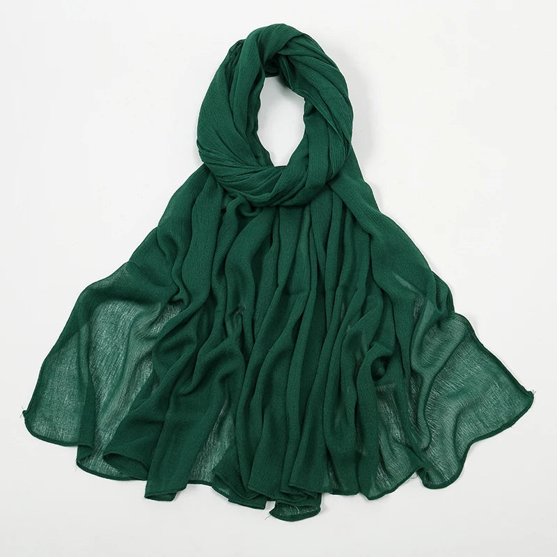 New Arrival Crinkle Rayon Hijab Women Muslim Scarf Shawls Solid Headscarf Wraps Big Size Plain Islamic Turban Headbands Foulard