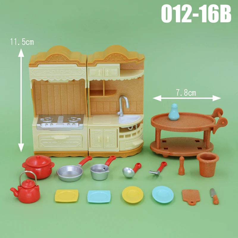 Dollhouse Furniture Kitchen Play Set Miniature Refrigerator 1:12 Mini Food Living Room Sofa Set Pretend Play  Accessores Toy