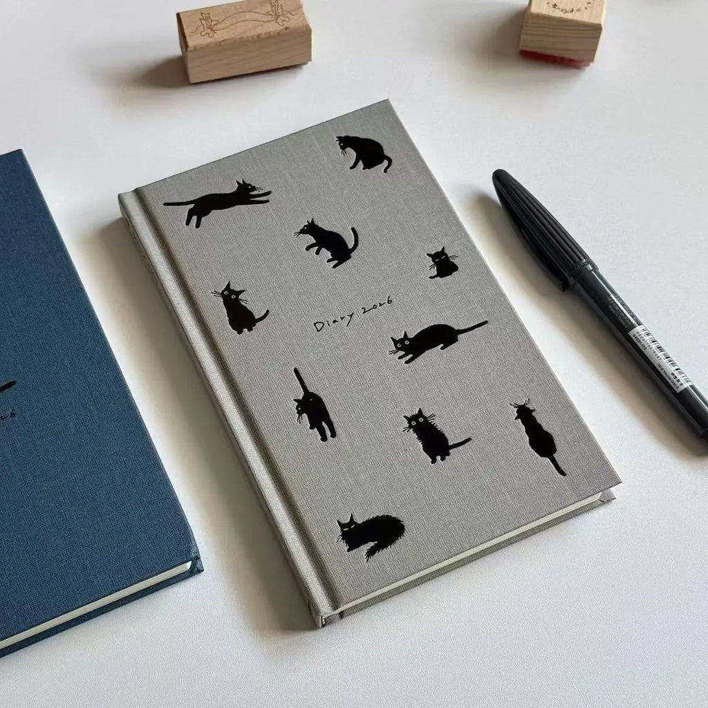 2026 Japanese Weekly Planner with Kitten & Puppy Design, Cute B6 Notebook for Journaling, Aesthetic Diary for School Office Gift
