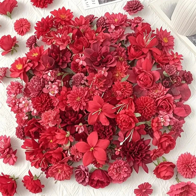 1Bag Artificial Flower Head For Home Room Wedding Decoration Handmade Craft Wreath Christmas Tree Decor 2025 Navidad Supplies