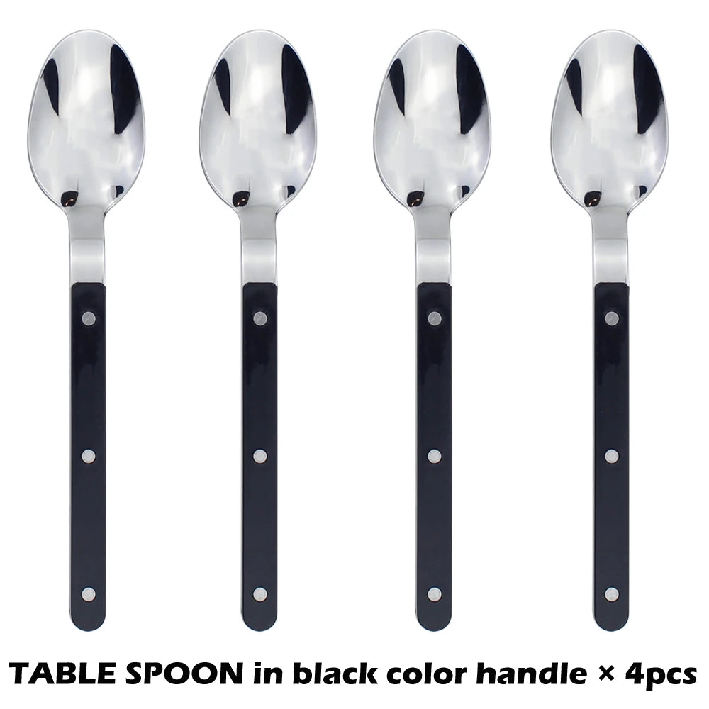 Fashionable Design Top Mirror Polishing Cutlery Sets Stainless Steel 18/8(304) ABS Handle With Rivets Silverware Set For Kitchen