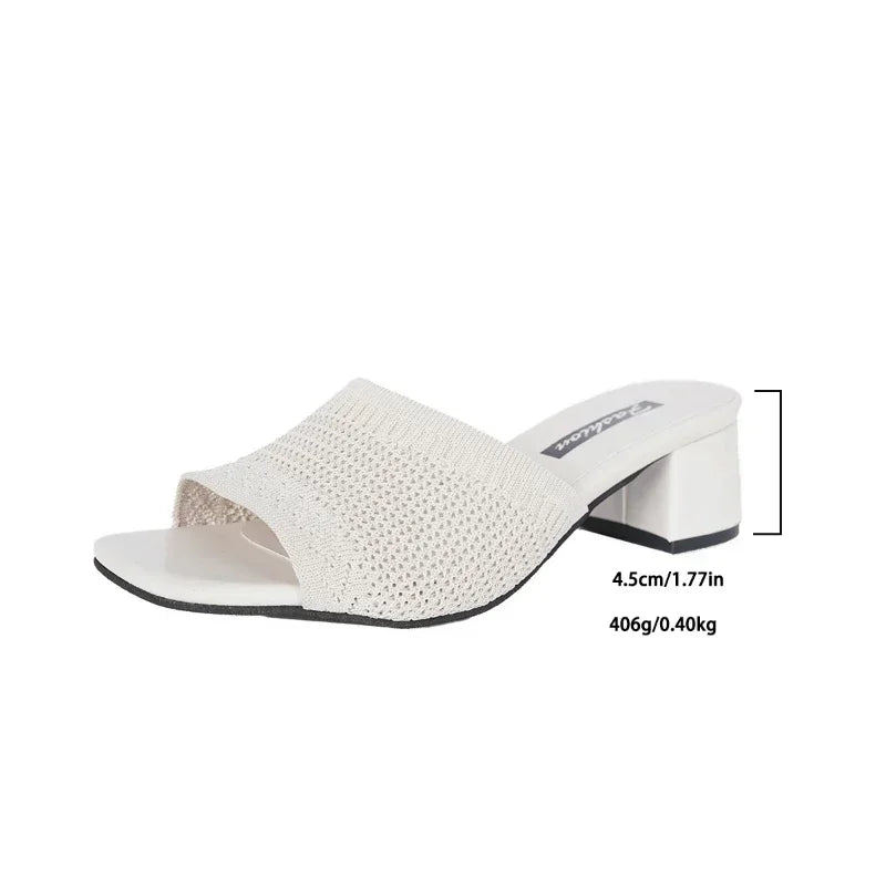 Women's Plus Size Mid Heel Slippers 2025summer New High Heels Party Shoes Comfortable Slippers Sandals Fashionable Women's Shoes