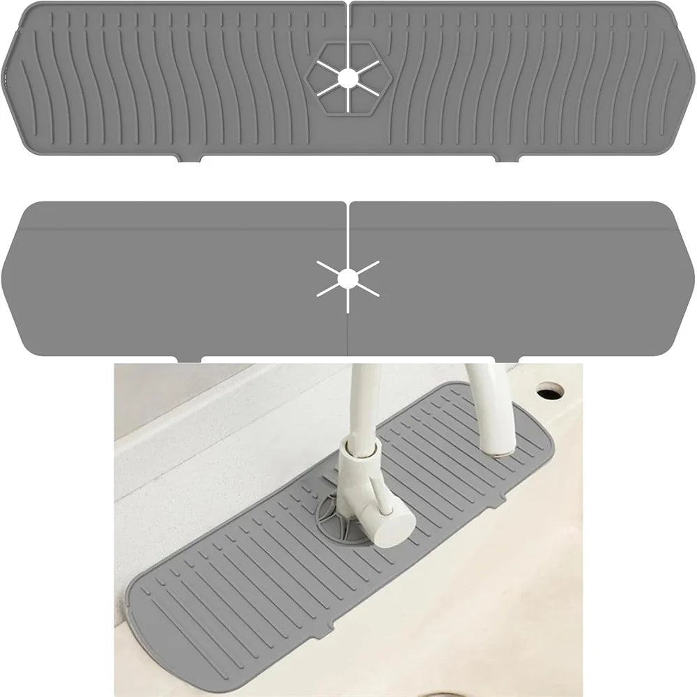 Silicone Faucet Water Catcher Mats,Kitchen Sink Spill-Proof Drying Pads,Anti-Slip Drain and Splash Guard Water Catcher Mat