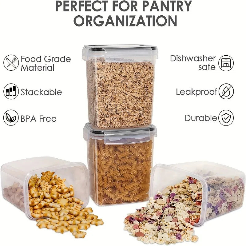 6Pcs Airtight Food Storage Containers Kitchen Pantry Storage Containers For Sugar, Flour And Baking Supplies Kitchen Accessories