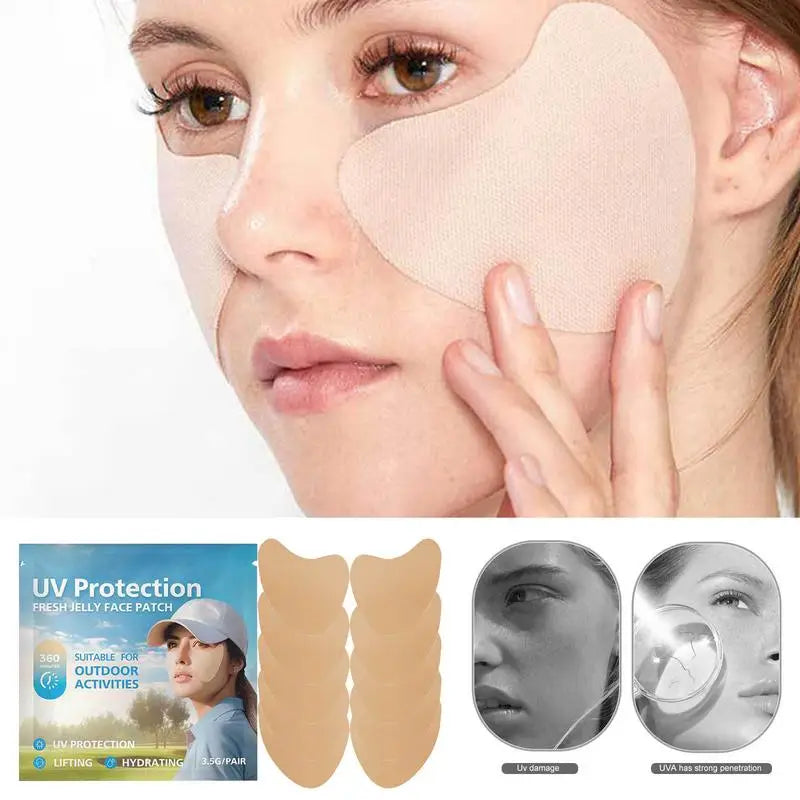 5 pair Golf Sunscreen Face Patches Anti-Sweat Moisturizing Sun Protection Stickers UV Facial Patch for Summer Outdoor Activities
