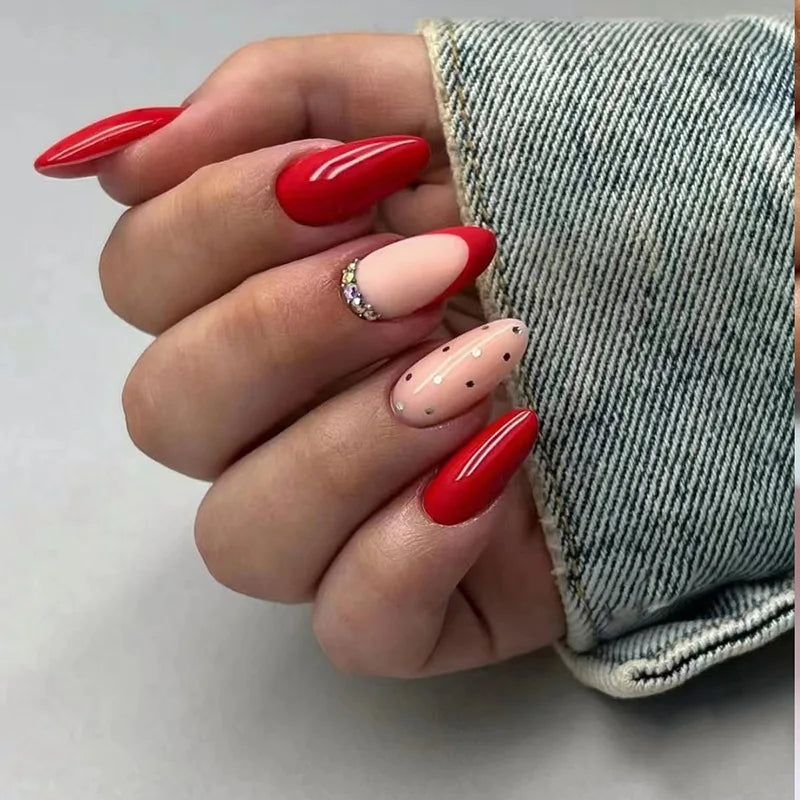 24Pcs/Set Love Ballerina Press on Nails Sets Free False Nails Adhesive Full Cover Artificial Art Fake Nail Professional Material