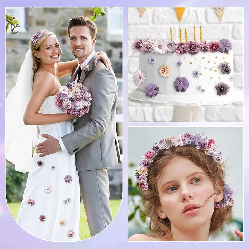 1Bag Artificial Flower Head For Home Room Wedding Decoration Handmade Craft Wreath Christmas Tree Decor 2025 Navidad Supplies