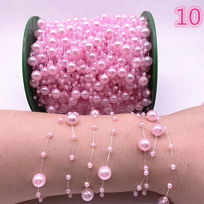 NEW 5yards Fishing Line Artificial Pearls Flower Beads Chain Garland Flowers Wedding Party Decoration Diy